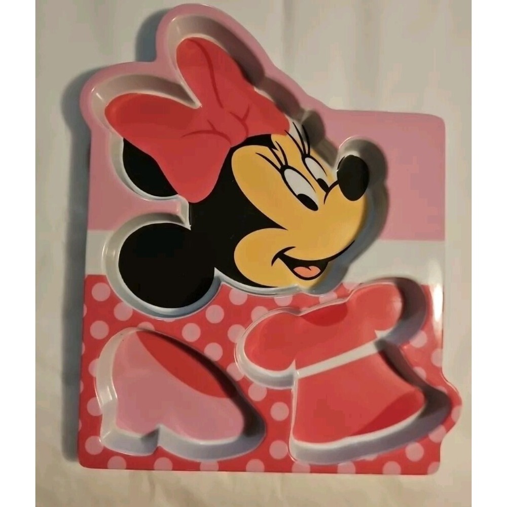 Disney Store Kids Minnie Mouse Melamine Divided Plate Pink‎ Polka Dot Girl